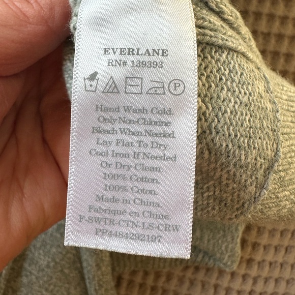 Everlane Womens XL 100% Cotton Pullover Sweater Mint Green Cozy Layering Natural - Picture 7 of 7